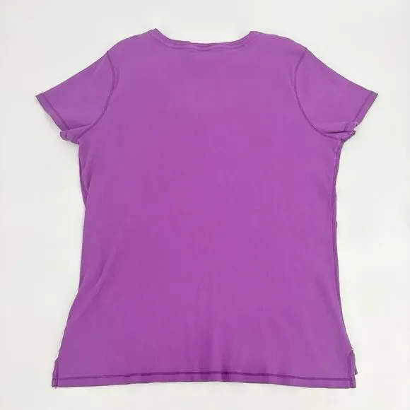 Vintage Ralph Lauren Top Shirt Womens 2X Purple Y2K DIstressed Preppy Cap Sleeve - Picture 3 of 6